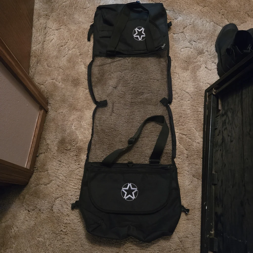 Stylish Black Star Saddle Bags for Great Walks With Your Lil Stinker Love